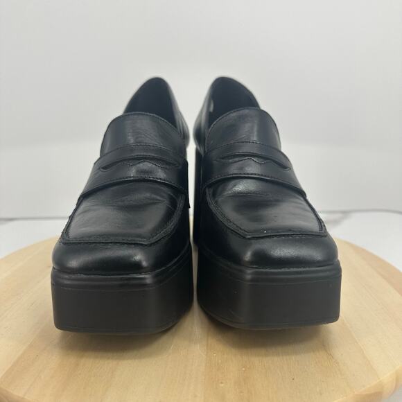 Free People Zoe Platform Loafers Size 41 US 11 Black Chinky Y2K Leather - Picture 5 of 12